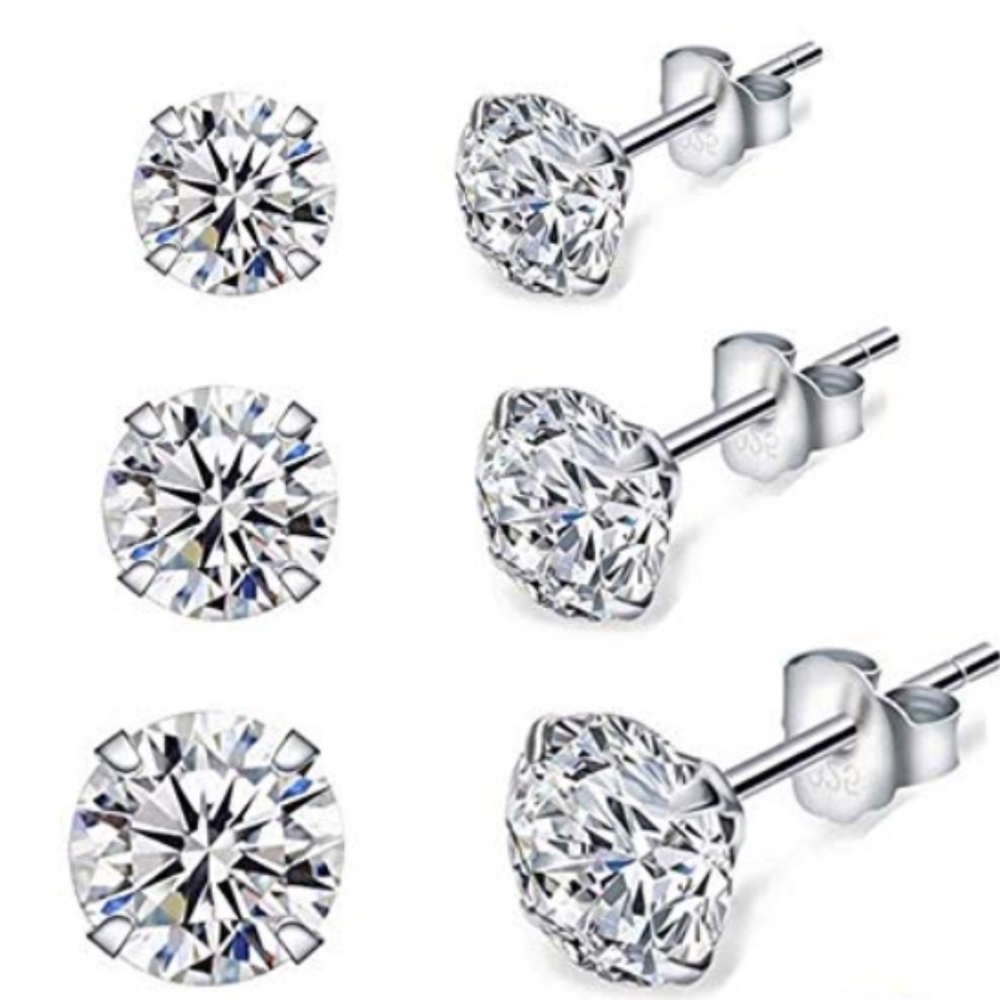 Sterling Silver Stud Earrings for Women Girls- 4